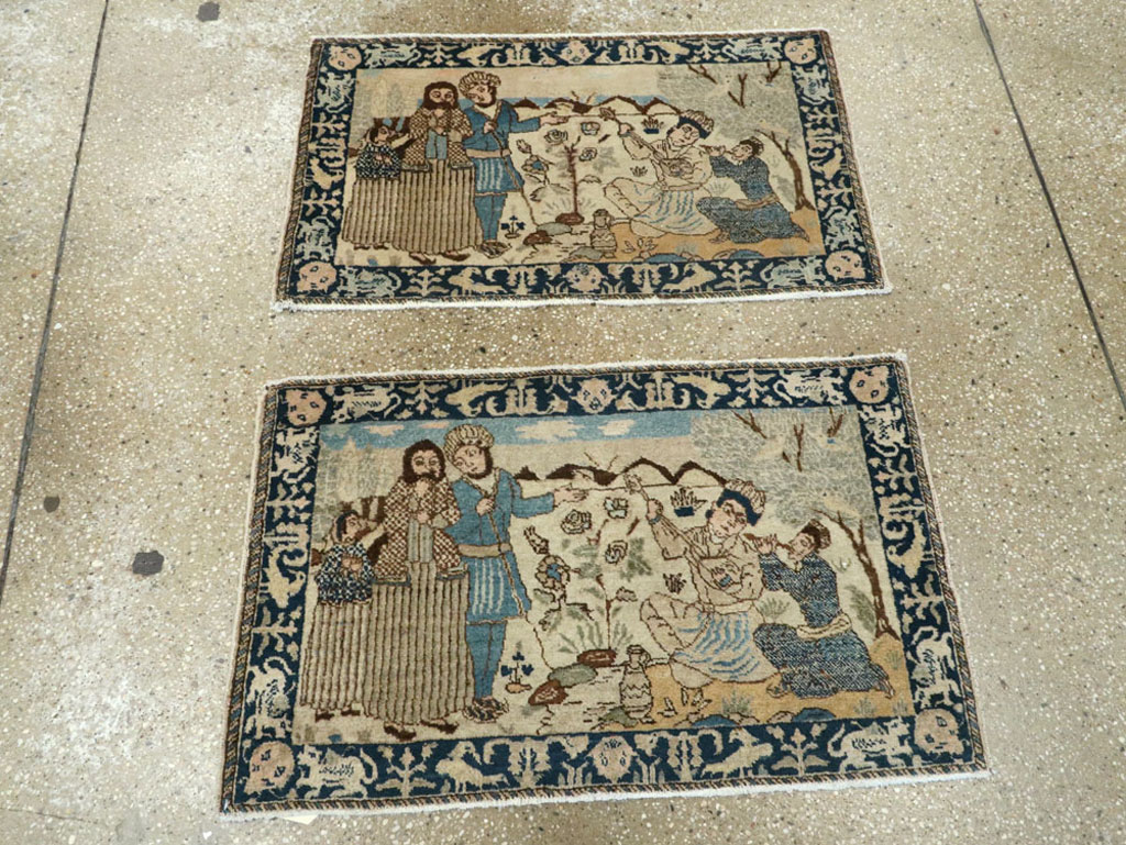 Vintage Persian Tabriz Pictorial Rug (Pair: 1 of 2), No.23892 - Gss