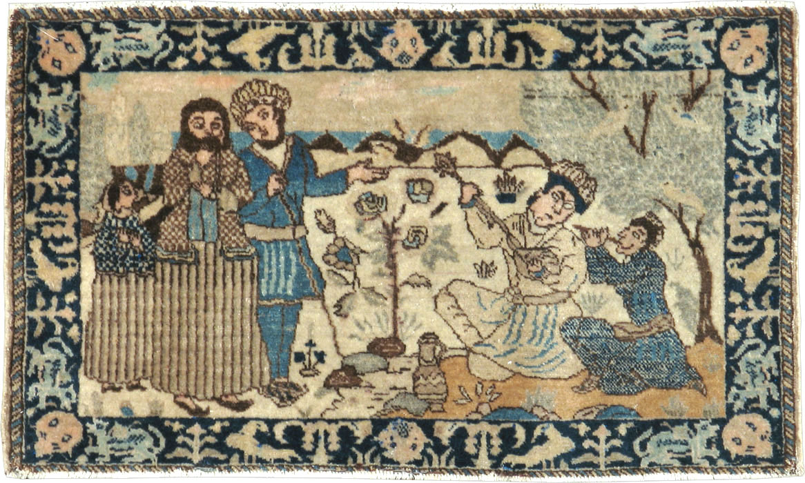 Vintage Persian Tabriz Pictorial Rug (Pair: 2 of 2), No.23893 - Gss