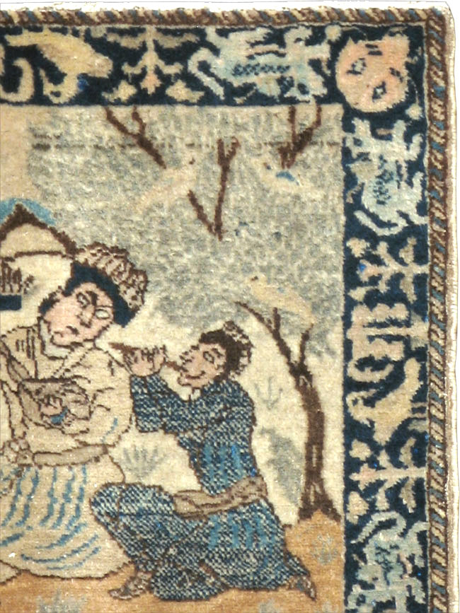 Vintage Persian Tabriz Pictorial Rug (Pair: 2 of 2), No.23893 - Gss