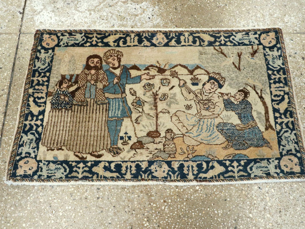 Vintage Persian Tabriz Pictorial Rug (Pair: 2 of 2), No.23893 - Gss