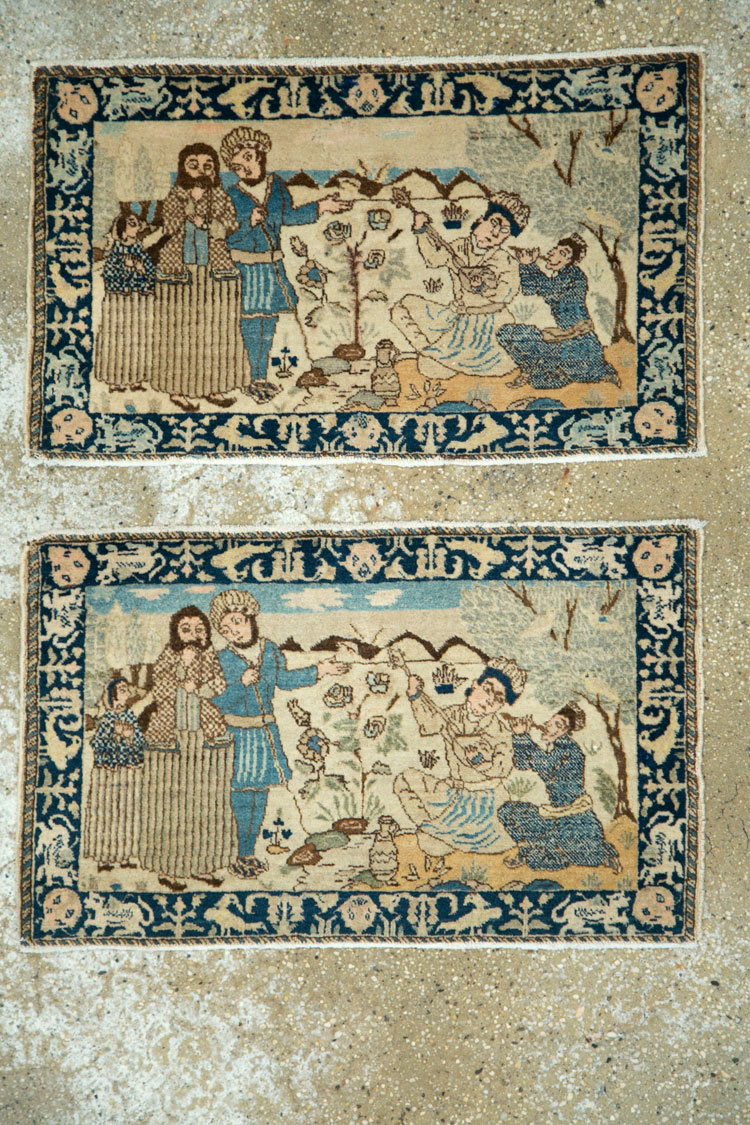 Vintage Persian Tabriz Pictorial Rug (Pair: 2 of 2), No.23893 - Gss