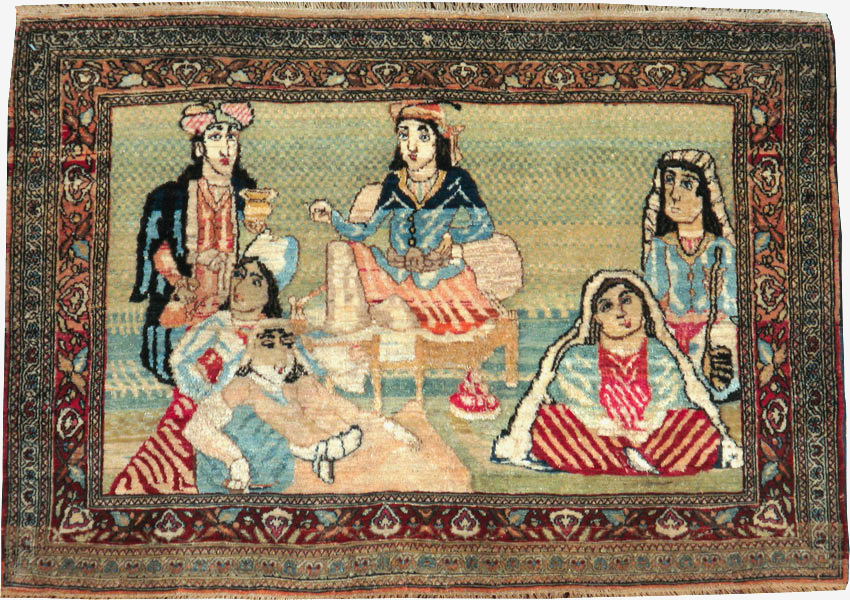 Vintage Persian Tabriz Pictorial Rug, No.23896 - Gss