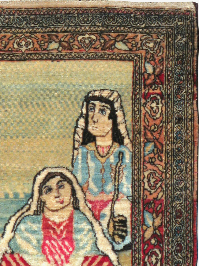 Vintage Persian Tabriz Pictorial Rug, No.23896 - Gss