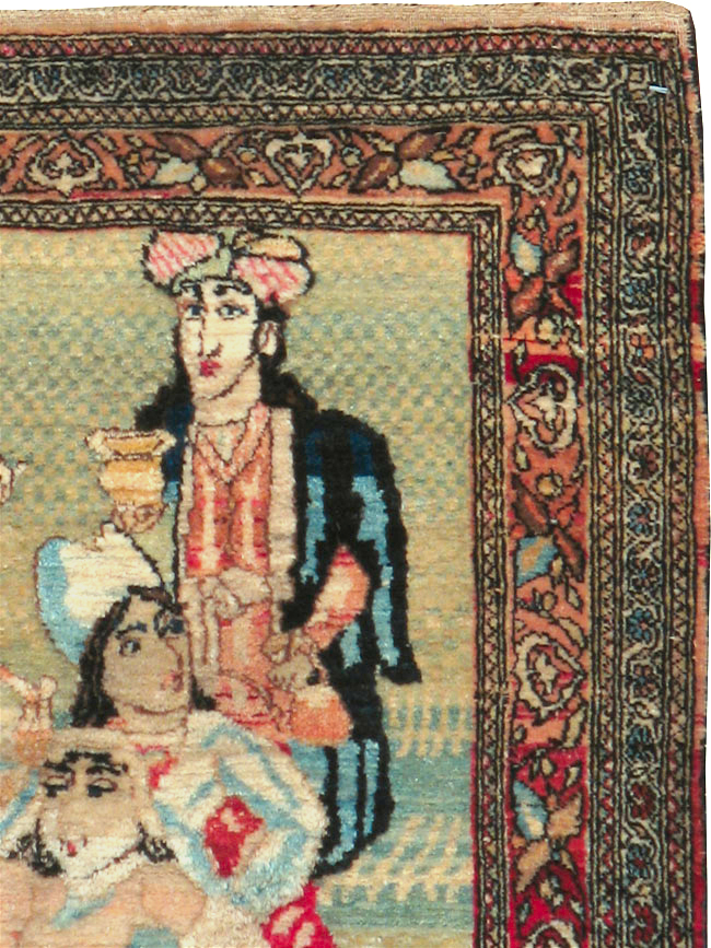 Vintage Persian Tabriz Pictorial Rug, No.23896 - Gss