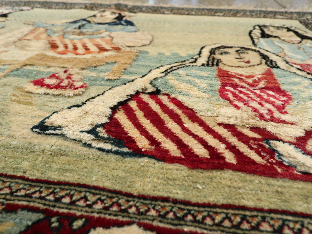 Vintage Persian Tabriz Pictorial Rug, No.23896 - Gss