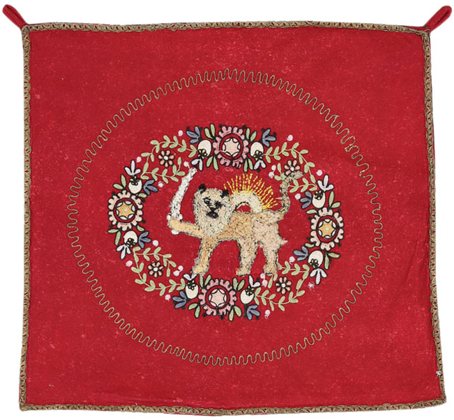 Vintage Embroidered and Beaded High Relief Textile Wall Hanging, No.23953 - Gss