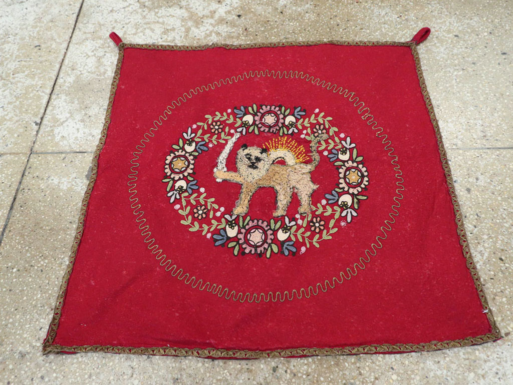Vintage Embroidered and Beaded High Relief Textile Wall Hanging, No.23953 - Gss