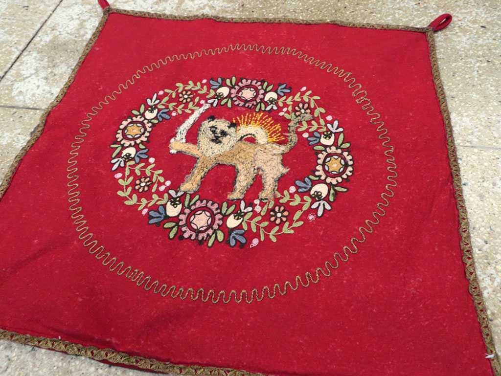 Vintage Embroidered and Beaded High Relief Textile Wall Hanging, No.23953 - Gss