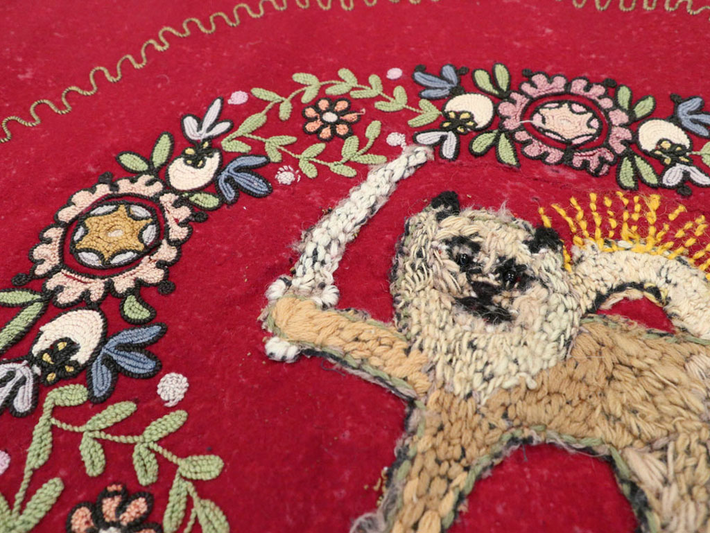 Vintage Embroidered and Beaded High Relief Textile Wall Hanging, No.23953 - Gss