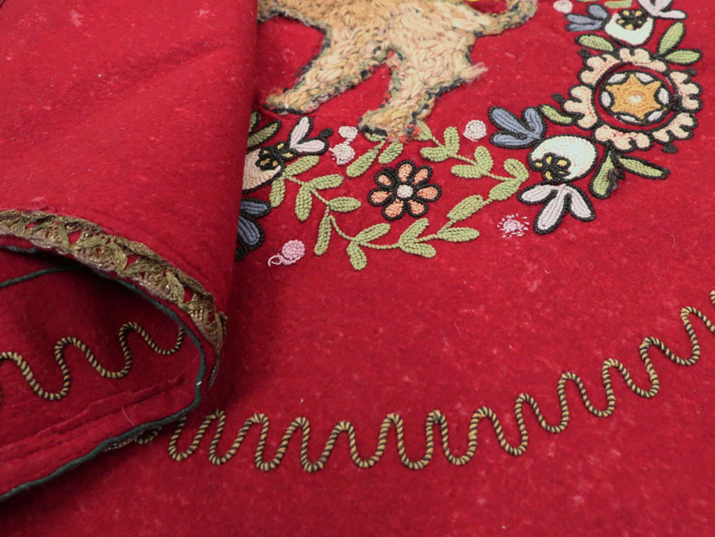 Vintage Embroidered and Beaded High Relief Textile Wall Hanging, No.23953 - Gss