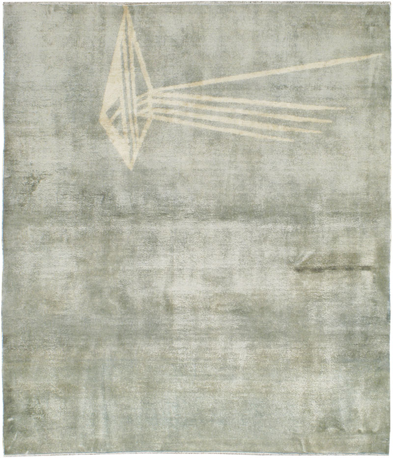 Vintage Persian Mashad Modernist Rug, No.23966 - Gss