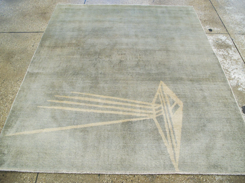 Vintage Persian Mashad Modernist Rug, No.23966 - Gss