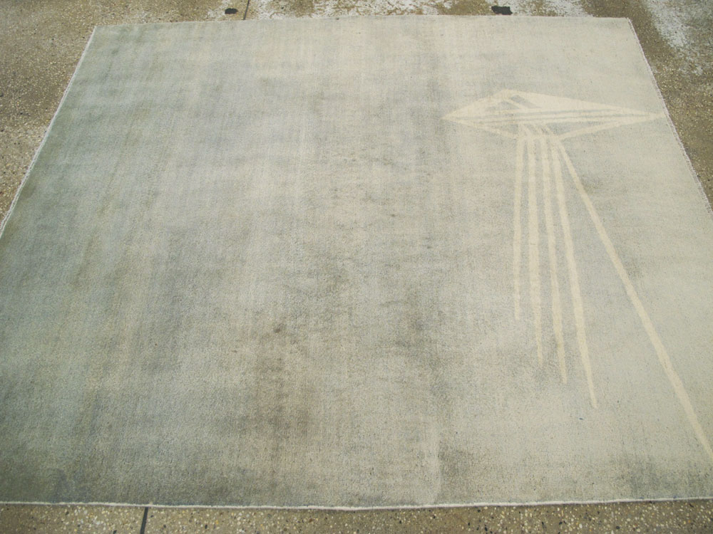 Vintage Persian Mashad Modernist Rug, No.23966 - Gss