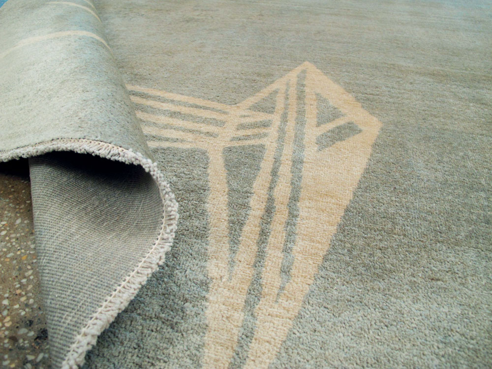 Vintage Persian Mashad Modernist Rug, No.23966 - Gss