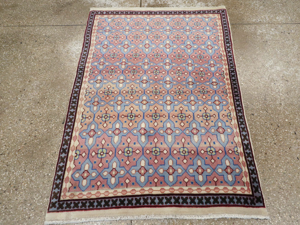 Vintage Persian Kashan Modernist Rug, No.23972 - Gss