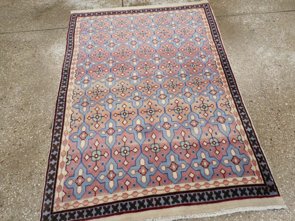 Vintage Persian Kashan Modernist Rug, No.23972 - Gss