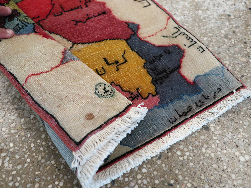 Antique Persian Tabriz Pictorial Map Rug, No.23973 - Gss