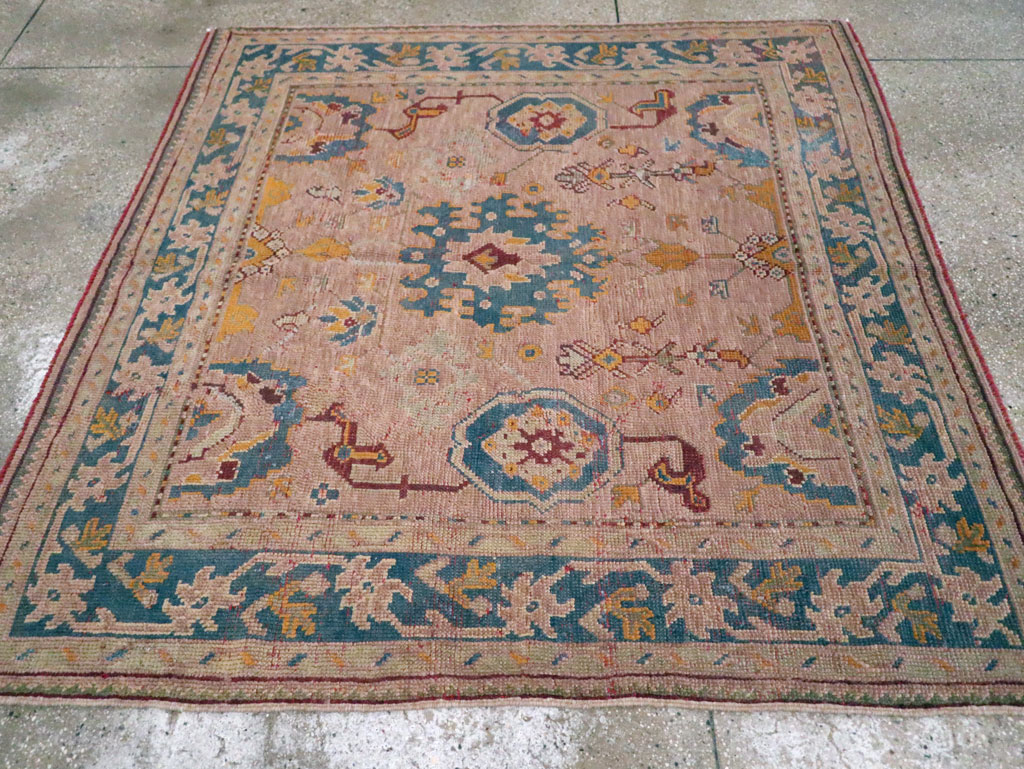 Antique Turkish Oushak Square Rug, No.23998 - Gss