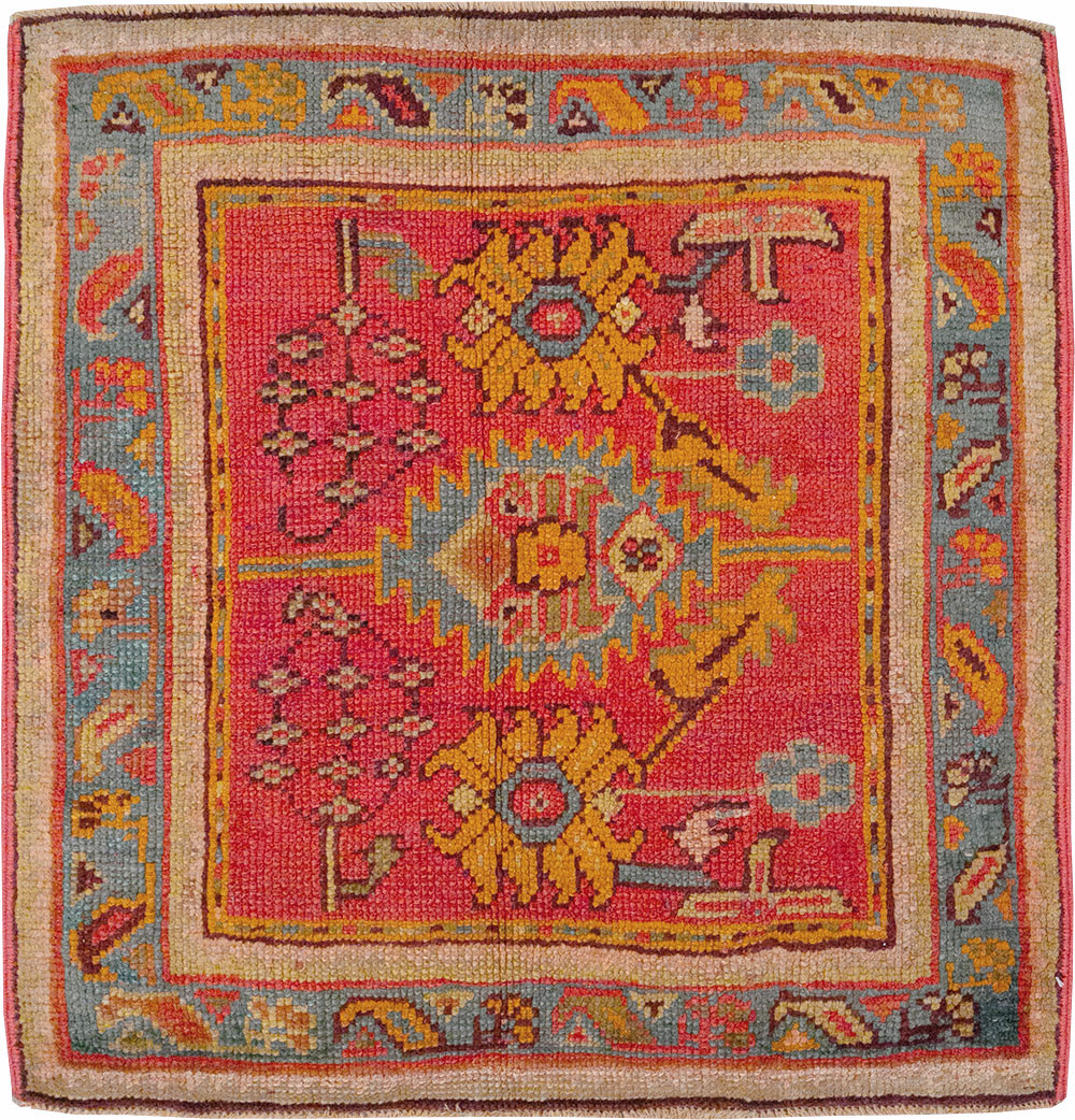 Antique Turkish Oushak Square Throw Rug, No.23999 - Gss