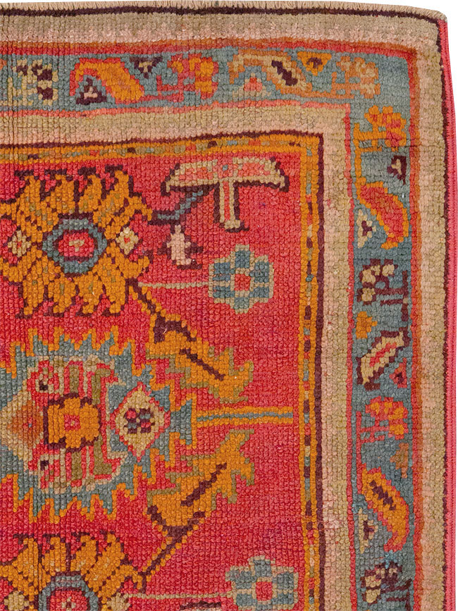 Antique Turkish Oushak Square Throw Rug, No.23999 - Gss