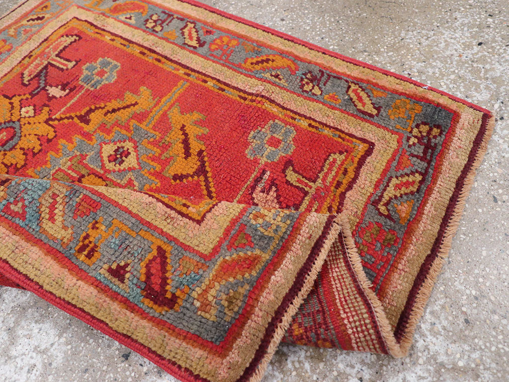 Antique Turkish Oushak Square Throw Rug, No.23999 - Gss