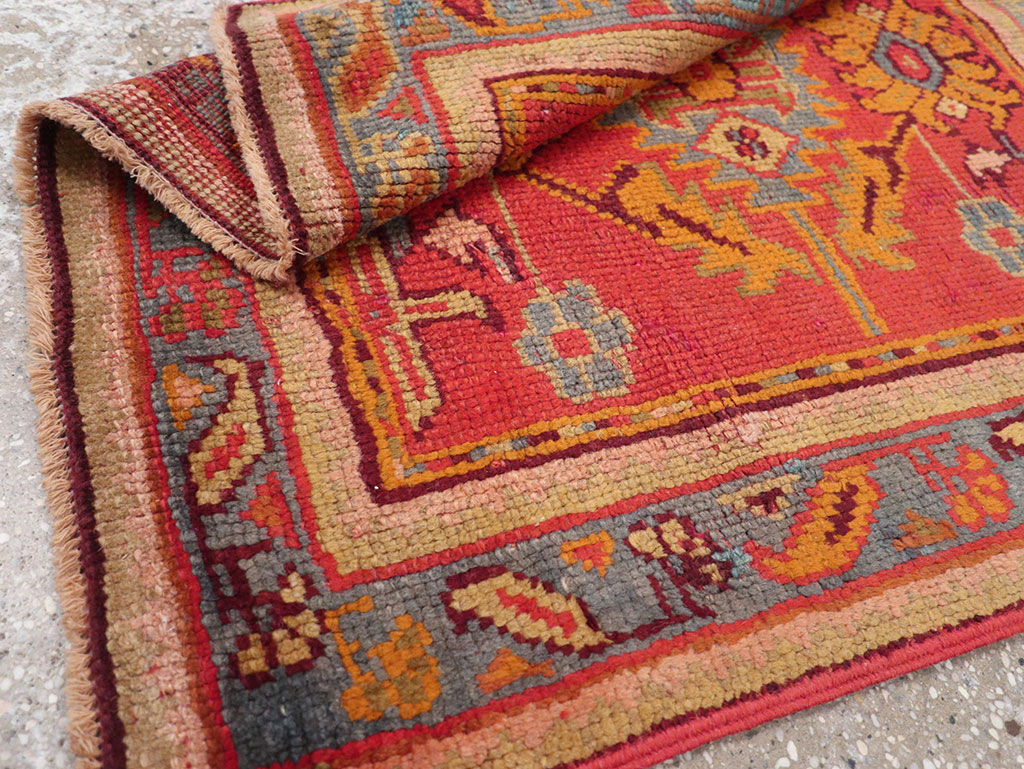 Antique Turkish Oushak Square Throw Rug, No.23999 - Gss