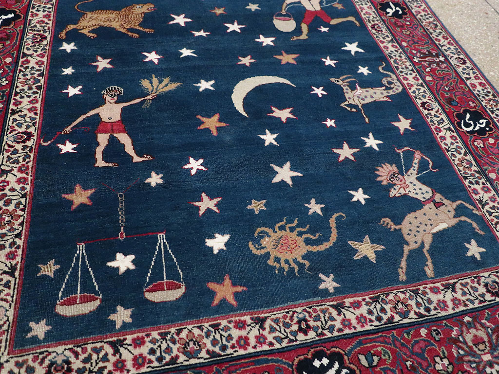 Antique Persian Mashad Pictorial Accent Rug, No.24010 - Gss
