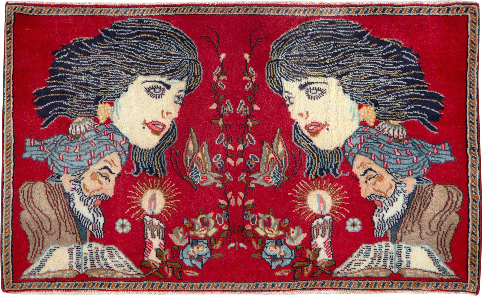 Vintage Persian Tabriz Pictorial Rug, No.24011 - Gss