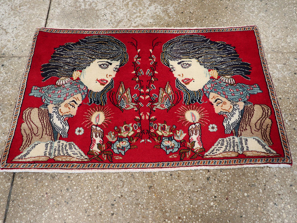 Vintage Persian Tabriz Pictorial Rug, No.24011 - Gss