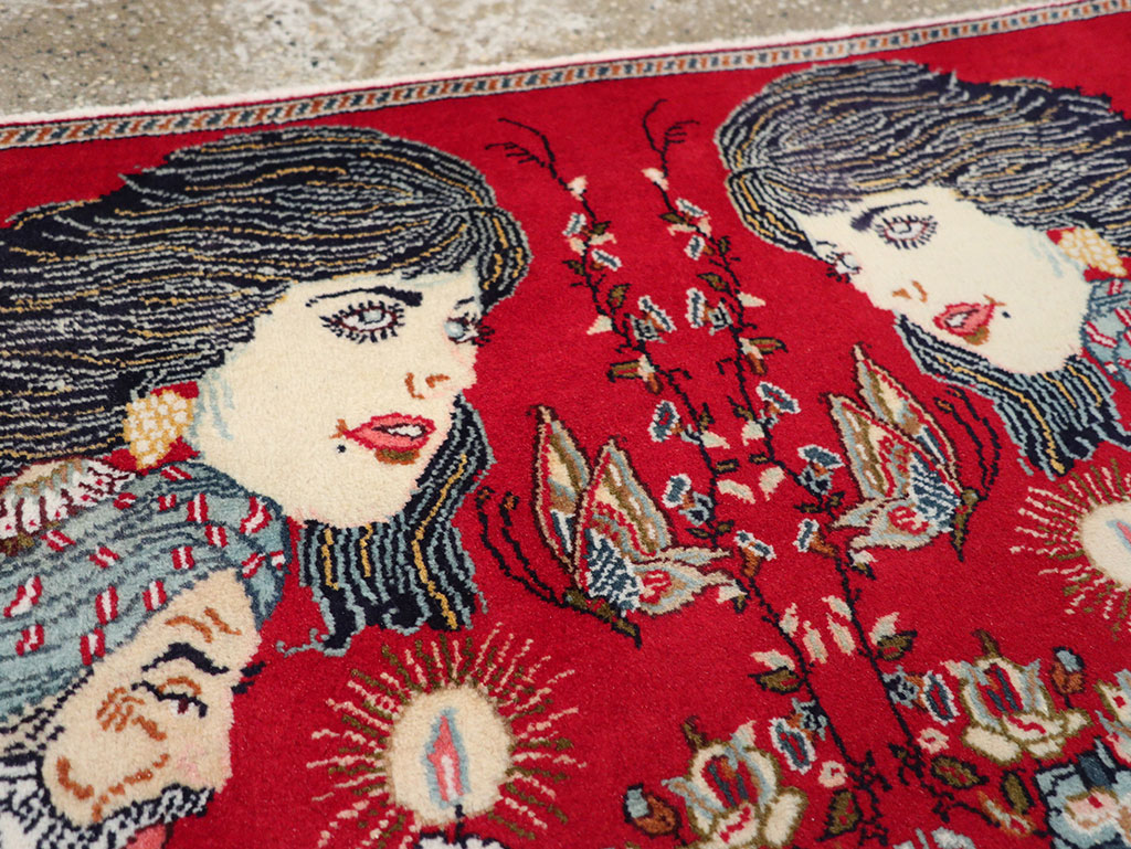 Vintage Persian Tabriz Pictorial Rug, No.24011 - Gss