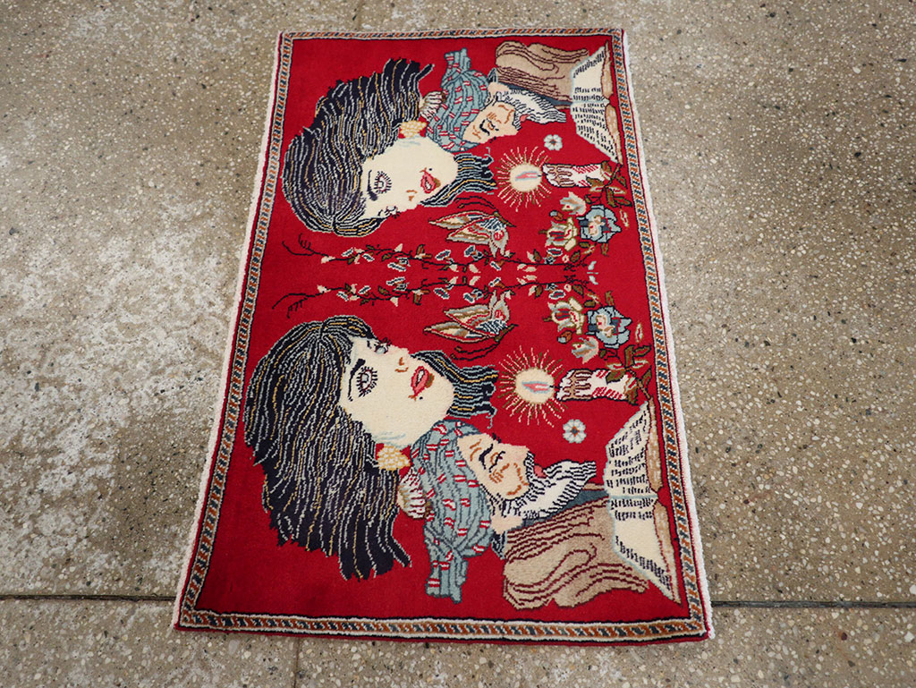 Vintage Persian Tabriz Pictorial Rug, No.24011 - Gss