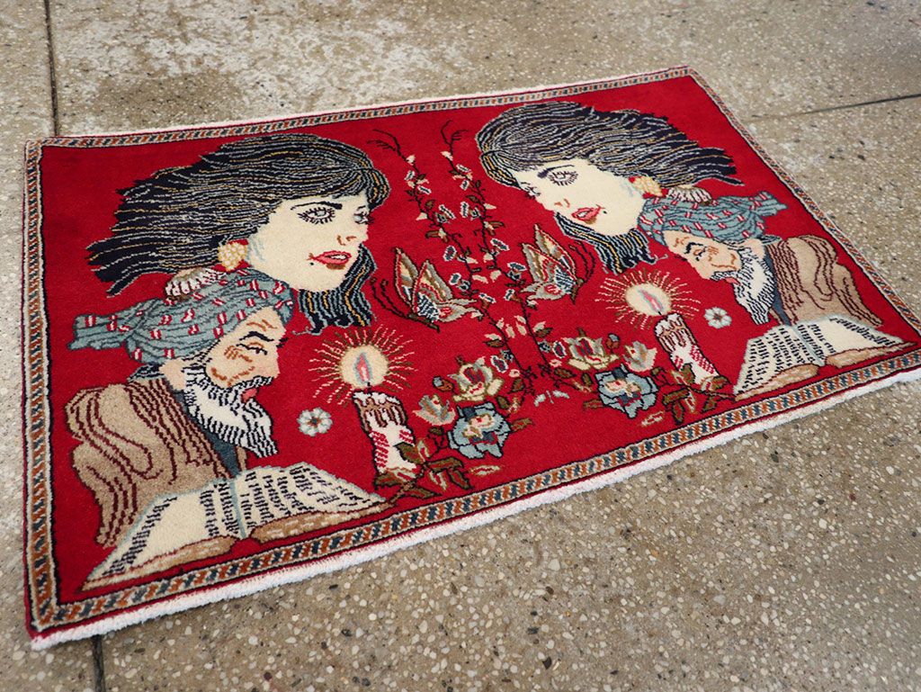 Vintage Persian Tabriz Pictorial Rug, No.24011 - Gss