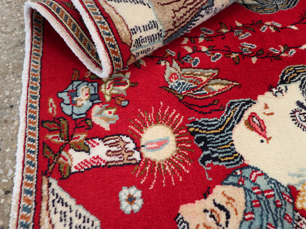 Vintage Persian Tabriz Pictorial Rug, No.24011 - Gss