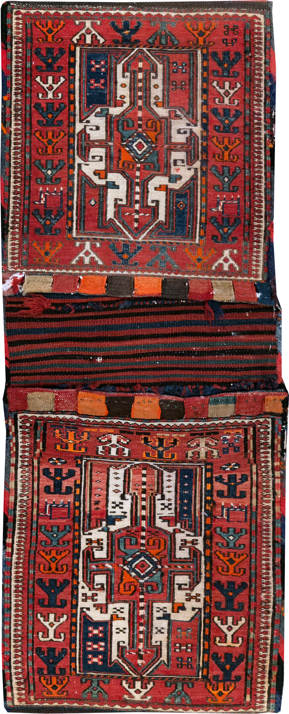 Vintage Persian Shahsavan Soumak Saddlebag (Khorjin), No.24012 - Gss