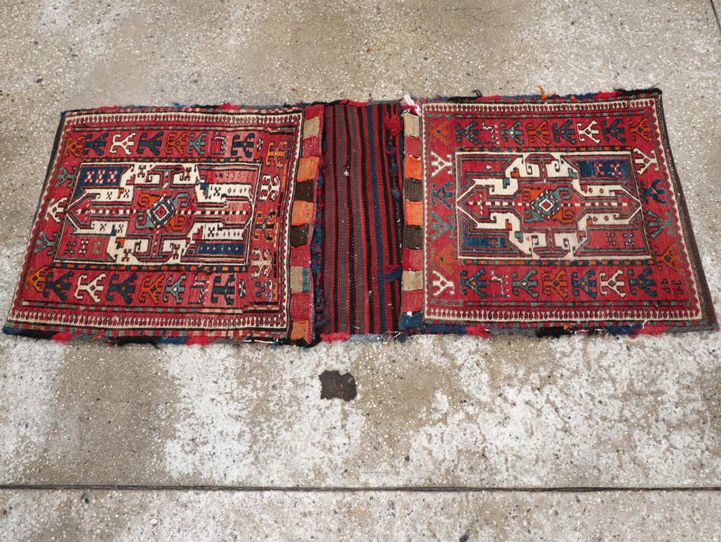 Vintage Persian Shahsavan Soumak Saddlebag (Khorjin), No.24012 - Gss