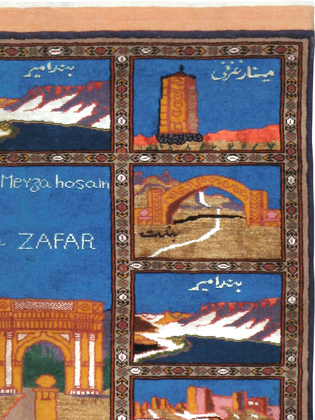 Vintage Persian Qashqai Pictorial Rug, No.24024 - Gss