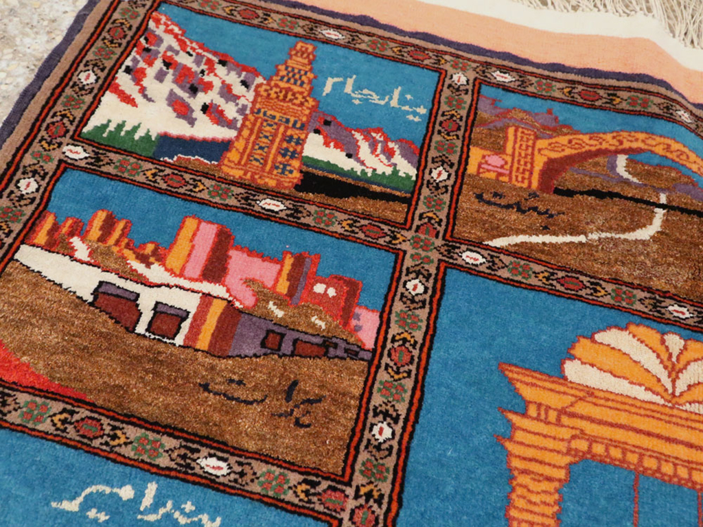 Vintage Persian Qashqai Pictorial Rug, No.24024 - Gss