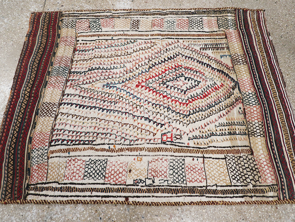Vintage Persian Flatweave Kilim Throw Rug, No.24045 - Gss