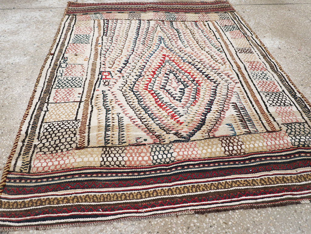 Vintage Persian Flatweave Kilim Throw Rug, No.24045 - Gss