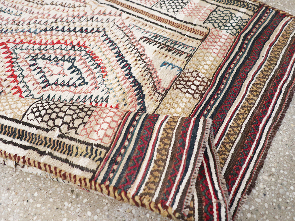 Vintage Persian Flatweave Kilim Throw Rug, No.24045 - Gss
