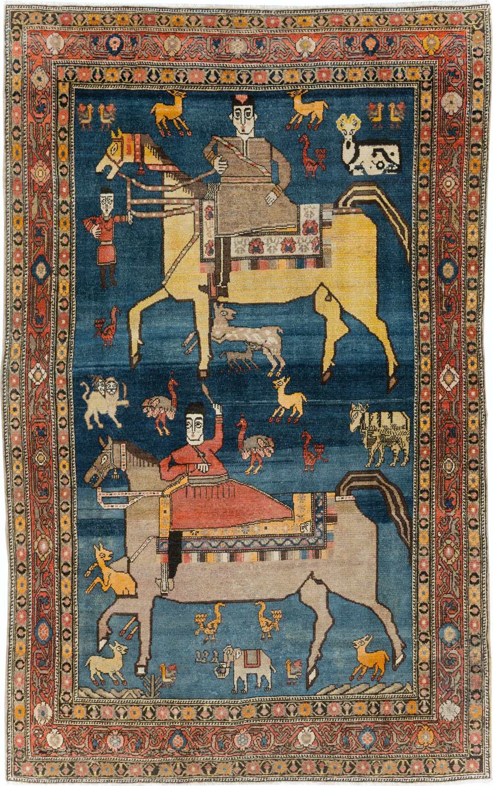 Antique Persian Pictorial Malayer Accent Rug, No.24062 - Gss