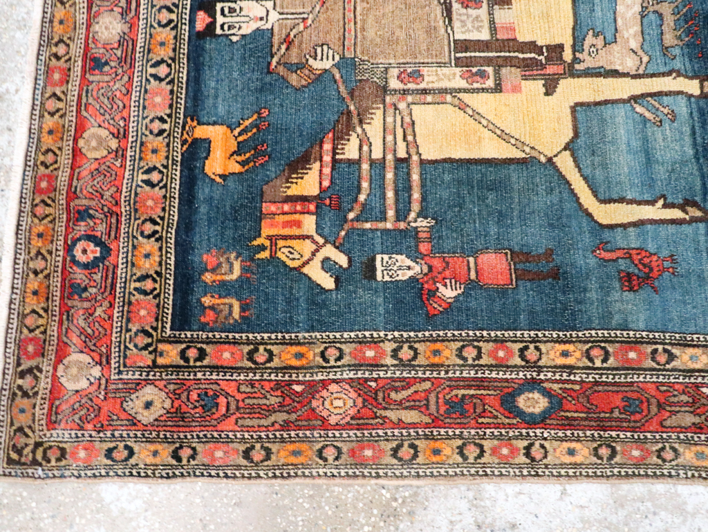 Antique Persian Pictorial Malayer Accent Rug, No.24062 - Gss