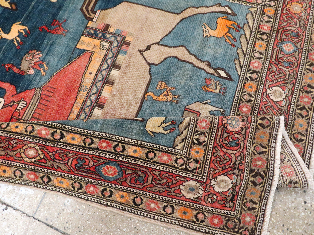 Antique Persian Pictorial Malayer Accent Rug, No.24062 - Gss