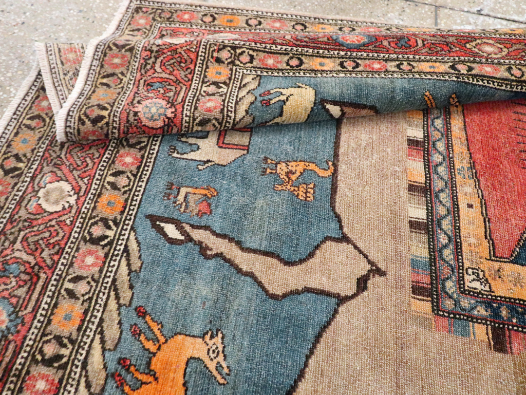 Antique Persian Pictorial Malayer Accent Rug, No.24062 - Gss