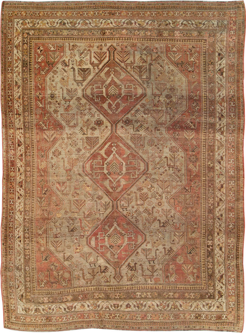 Antique Persian Shiraz Accent Rug, No.24072 - Gss