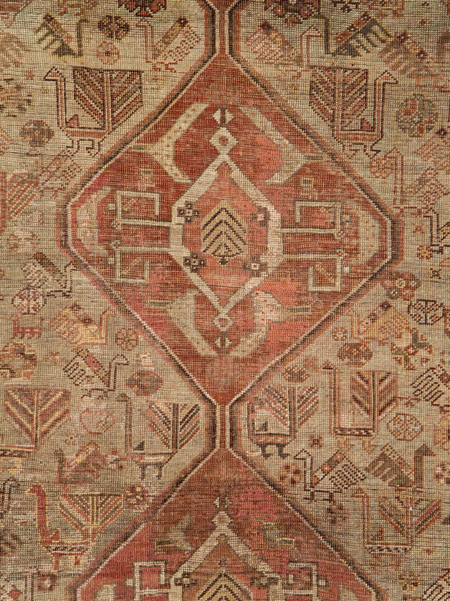 Antique Persian Shiraz Accent Rug, No.24072 - Gss