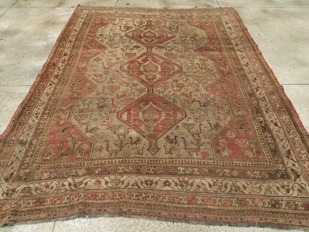 Antique Persian Shiraz Accent Rug, No.24072 - Gss
