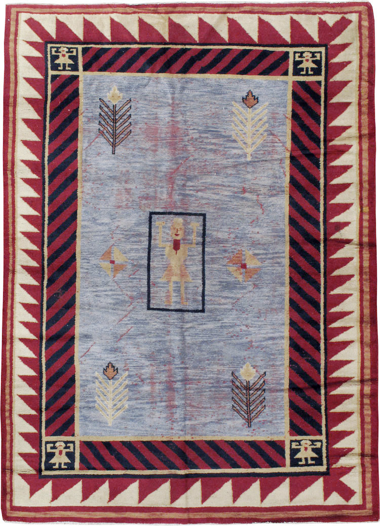 Vintage Indian Pictorial Carpet, No.24158 - Gss