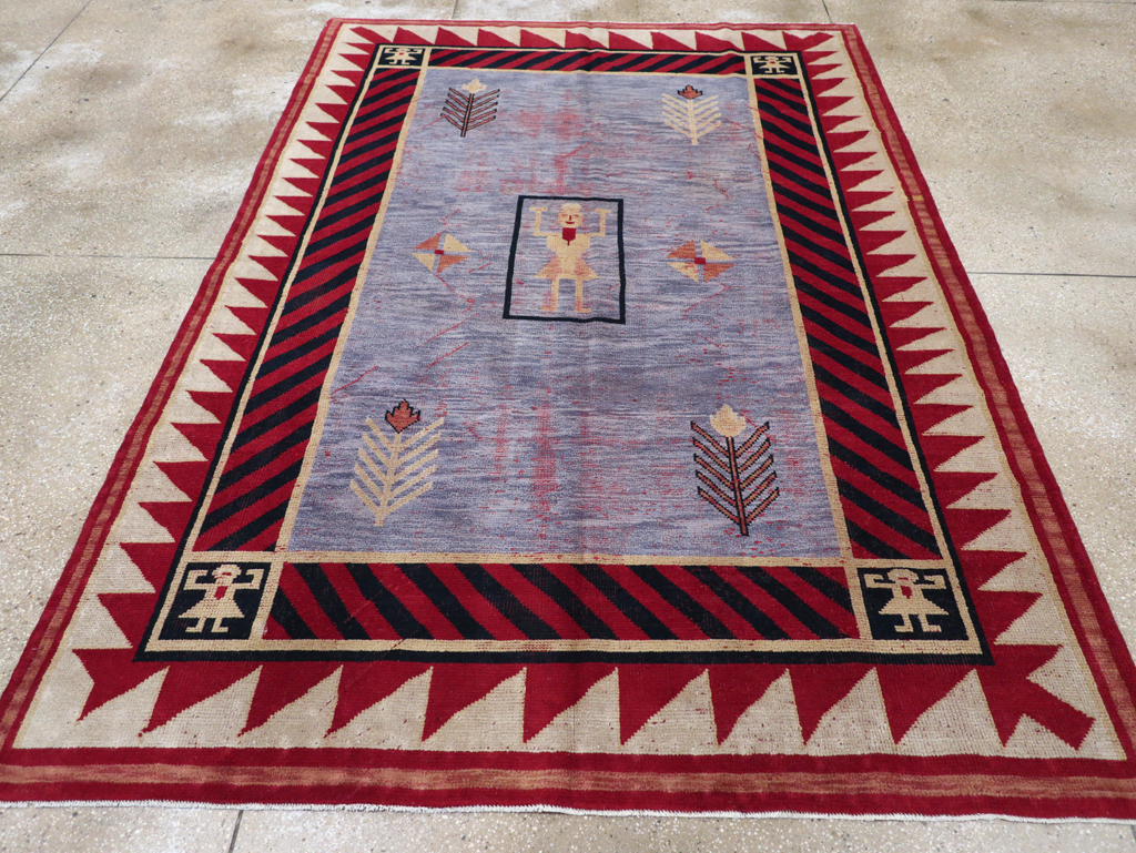 Vintage Indian Pictorial Carpet, No.24158 - Gss