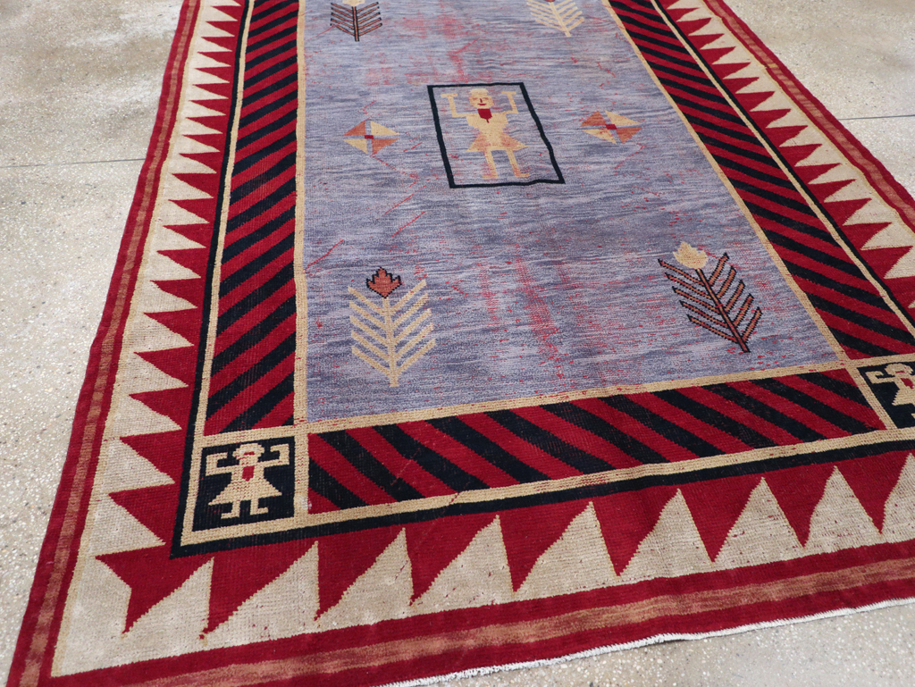 Vintage Indian Pictorial Carpet, No.24158 - Gss